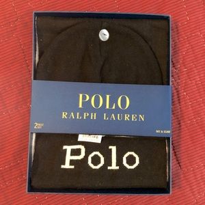 Polo Hat & Scarf Set - Black